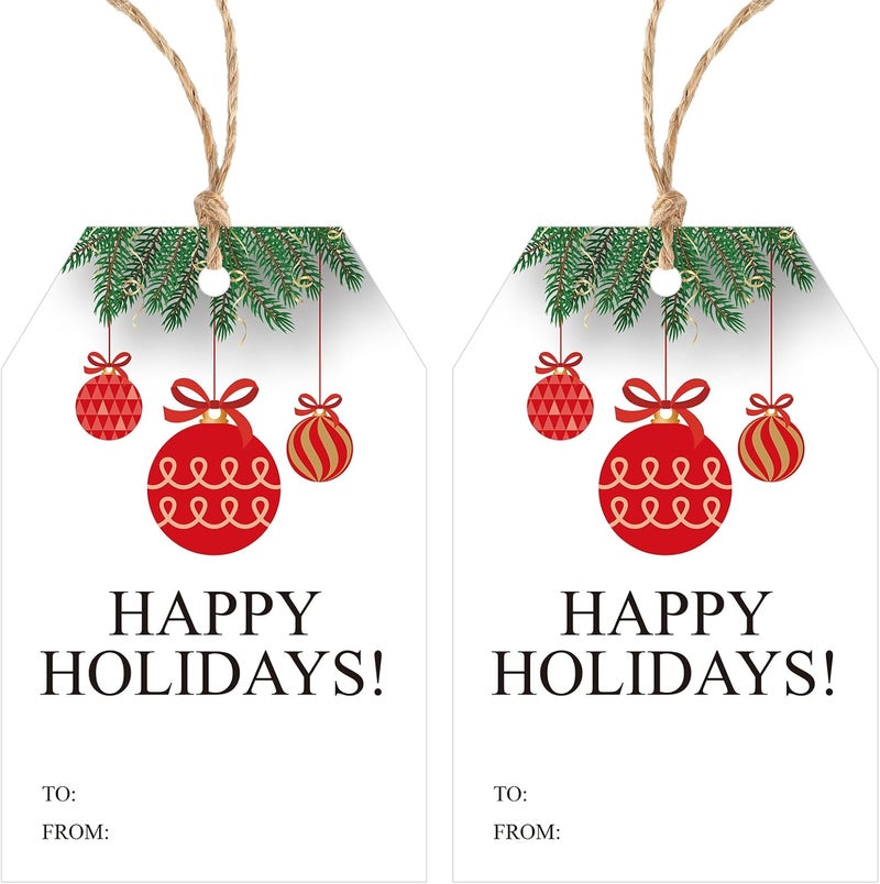 Alynta Holiday Gift Tags - Happy Holidays Gift Tags with String Christmas Name Tag 50Pcs Xmas Tag for Presents Gift Wrapping Christmas Holiday Decorations - Image 1